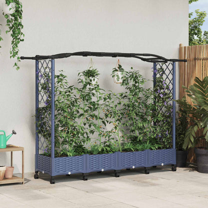 Cama Elevada Con Trellis Y Techo Gris 207 X 40 X 129 Cm Pp_1