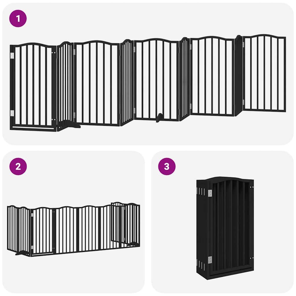 Vidaxl Puerta Para Perros Plegable 9 Paneles Madera Álamo Negra 450 Cm_4
