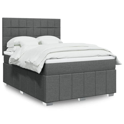 Cama Box Spring Con Colchón Tela Gris Oscuro 140x200 Cm / Vetonek_0