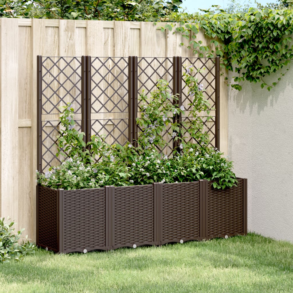 Jardinera Con Enrejado Pp Marrón 160x40x140 Cm_1