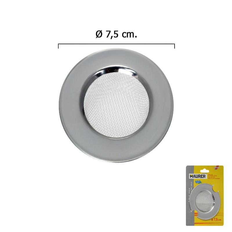 Filtro Cestillo Malla Para Lavabo / Fregadero Inoxidable 7,5 Cm._0