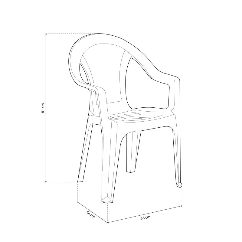 Pack 4 Sillas De Exterior Coral Apilables, Polipropileno, Antracita, 54 X 81 X 56_5