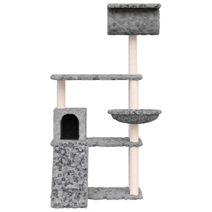 Rascador Para Gatos Con Postes De Sisal Gris Claro 131 Cm_2
