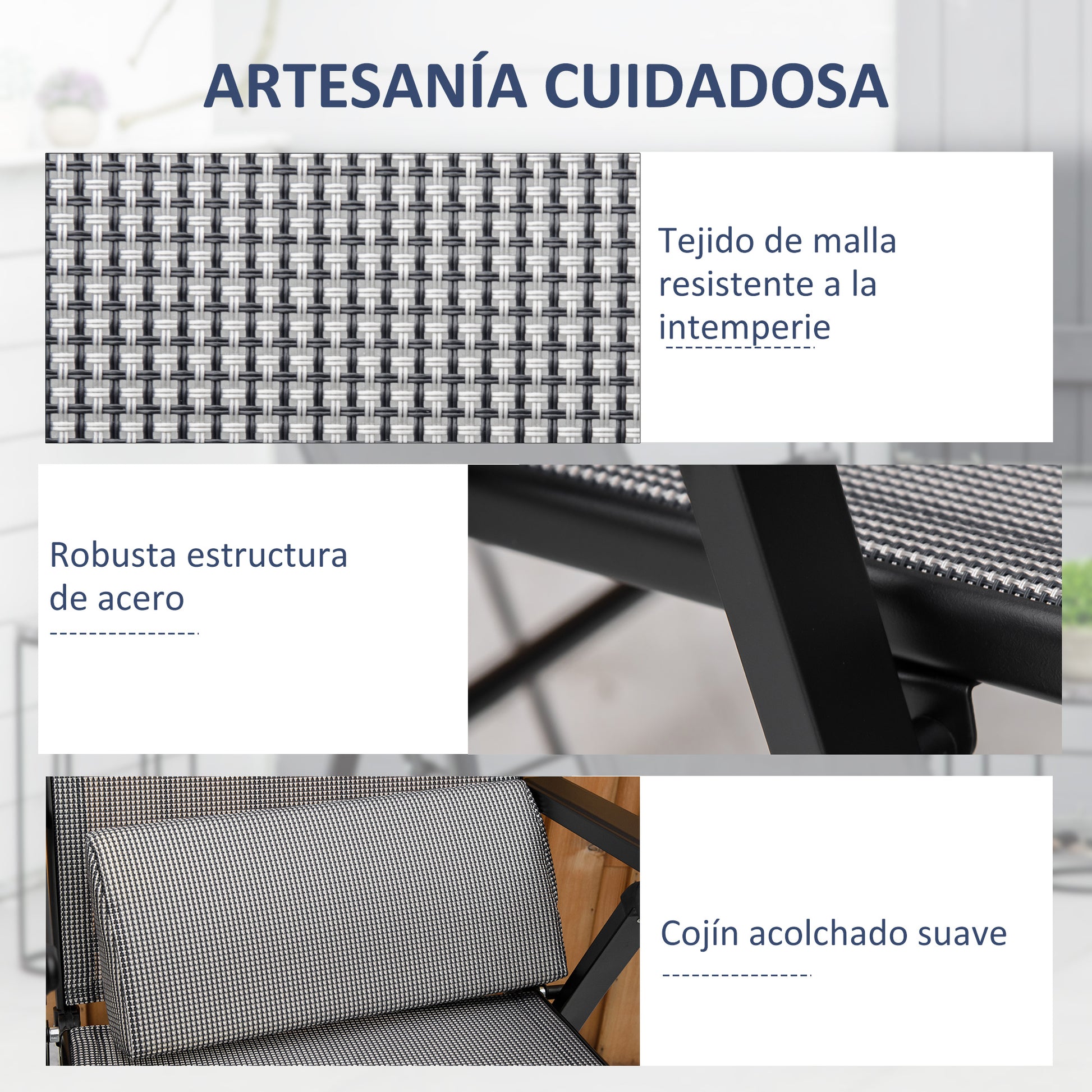 Outsunny Tumbona Plegable Con Respaldo Ajustable En 9 Posiciones Cojín Gris_5