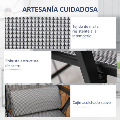 Outsunny Tumbona Plegable Con Respaldo Ajustable En 9 Posiciones Cojín Gris_5