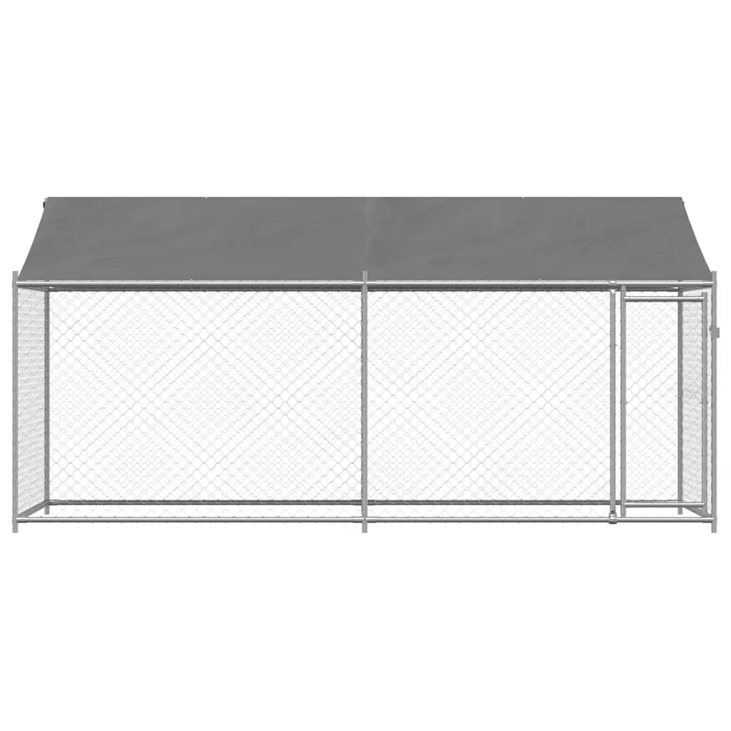 Jaula De Perros Techo Y Puerta Acero Galvanizado Gris 4x2x2 M_3