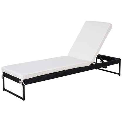 Outsunny Conjunto De 2 Tumbonas De Terraza Con Mesa Ratán 195x60x86 Cm Negro_3