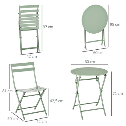 Outsunny Conjunto De Muebles De Jardín Plegable Con Marco De Acero Verde Oscuro_2