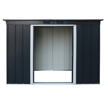 Caseta Jardín Eco Pent Roof 8×4 Metal Gris Antracita_3