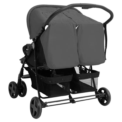Vidaxl Carrito Para Gemelos De Acero Gris Oscuro_4