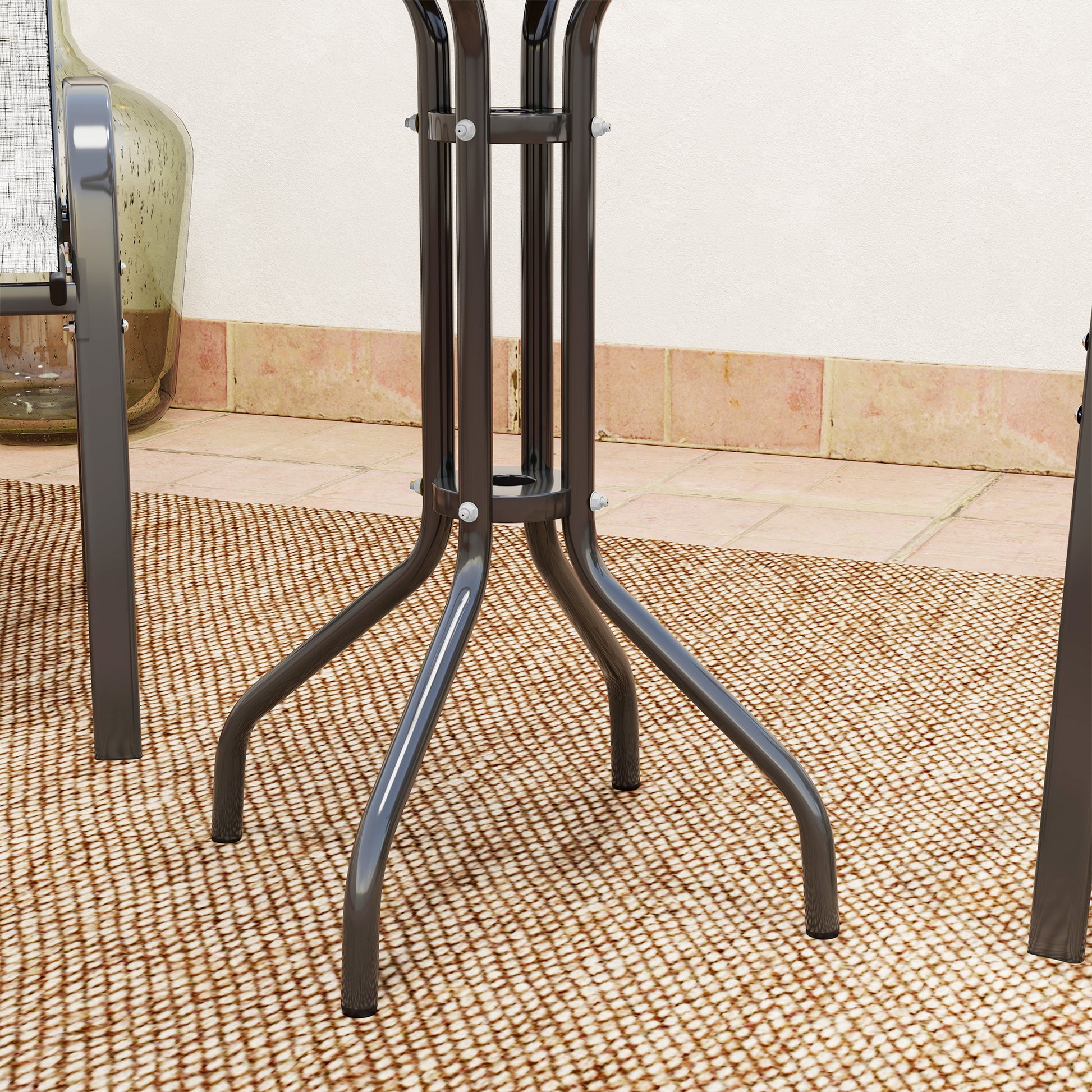 Outsunny Conjunto De Mesa Y Sillas De Terraza Exterior De 3 Piezas Gris Claro_4