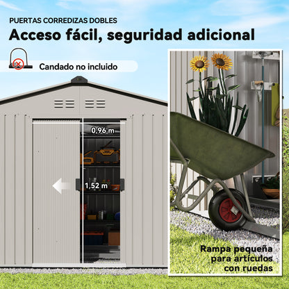 Outsunny Caseta De Jardín Exterior 4,9 M² 277x195x192 Cm Con Puerta Corredera_5