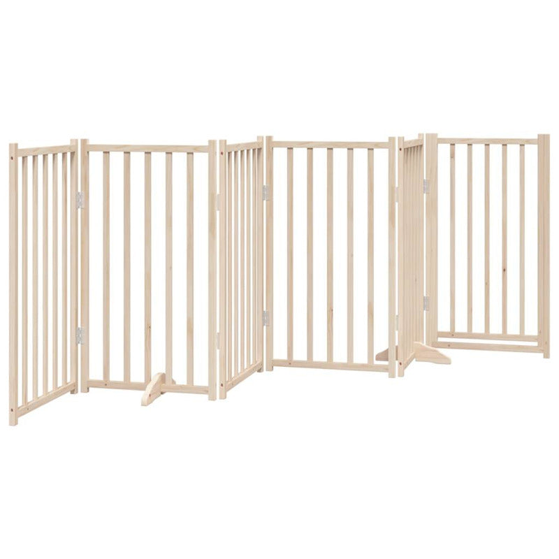 Vidaxl Puerta Para Perros Con Puerta Plegable De 6 Paneles, 300 Cm, Madera Maciza De Abeto_5