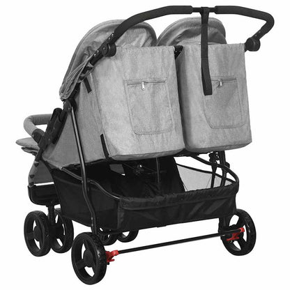 Vidaxl Carrito Para Gemelos De Acero Gris Claro_4