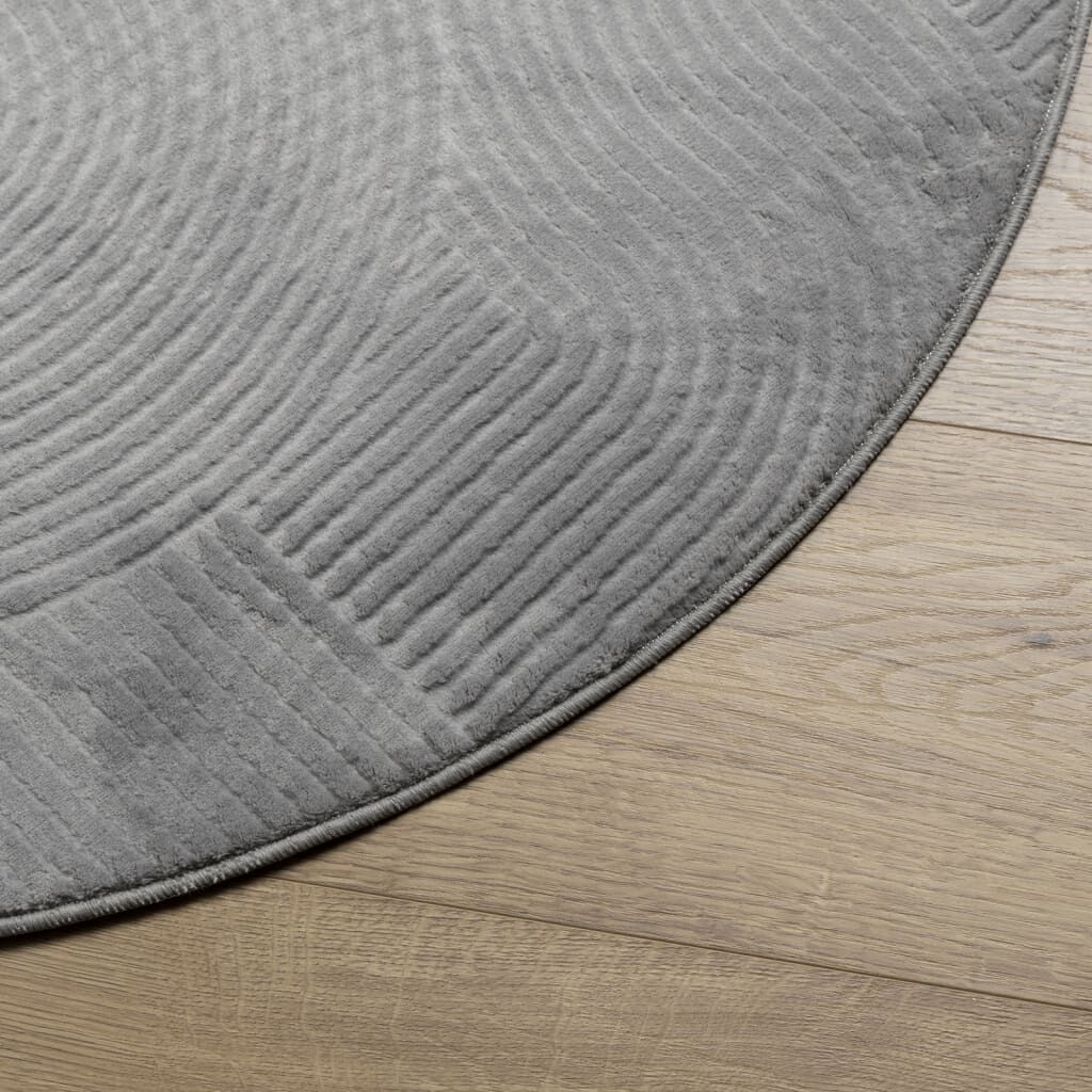 Vidaxl Alfombra De Pelo Corto Look Escandinavo Iza Gris Ø 80 Cm_3
