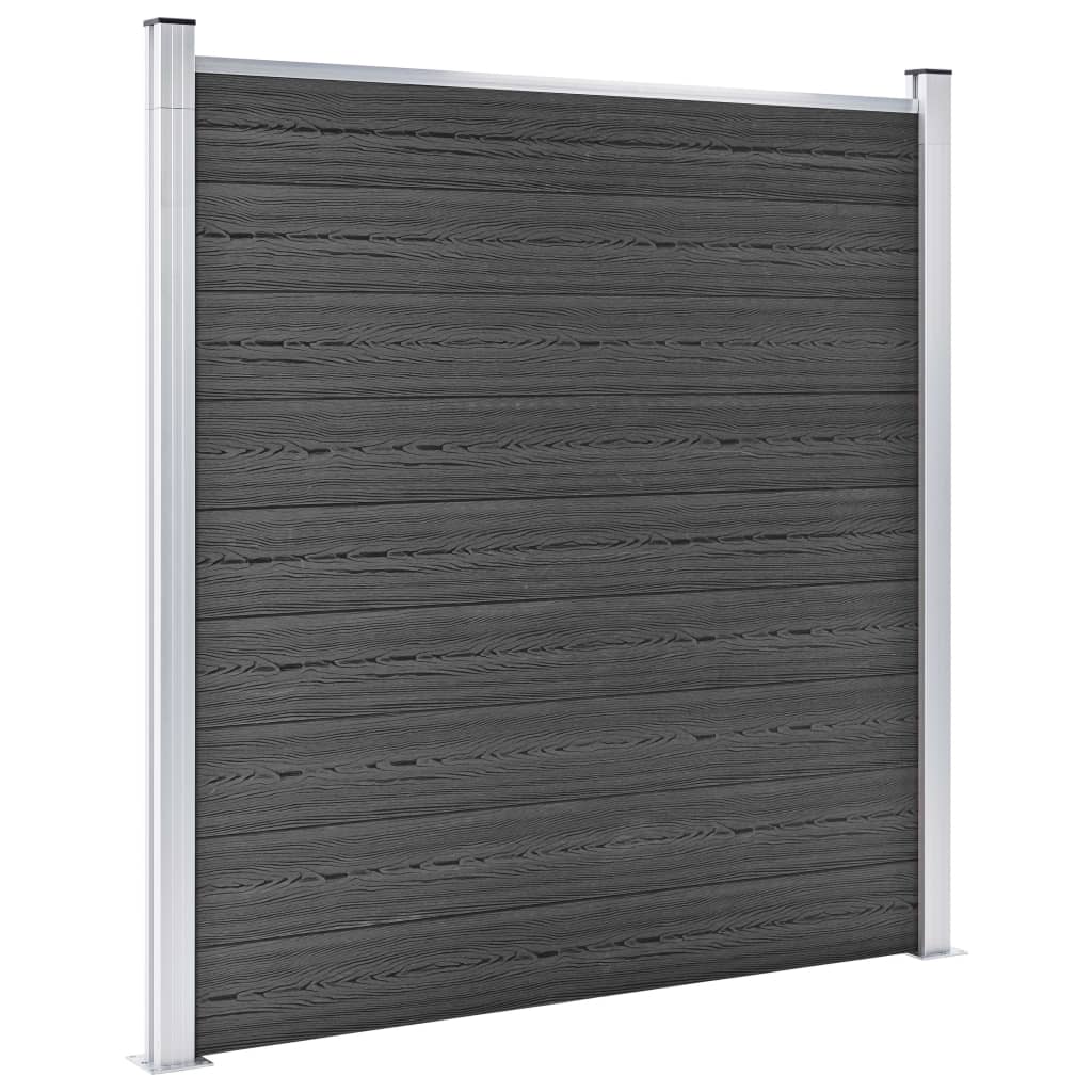 Set De Paneles De Valla Wpc Negro 1830x(105-186) Cm / Vetonek_3