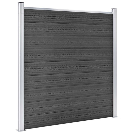 Juego De Paneles De Valla Wpc Negro 1045x186 Cm / Vetonek_0