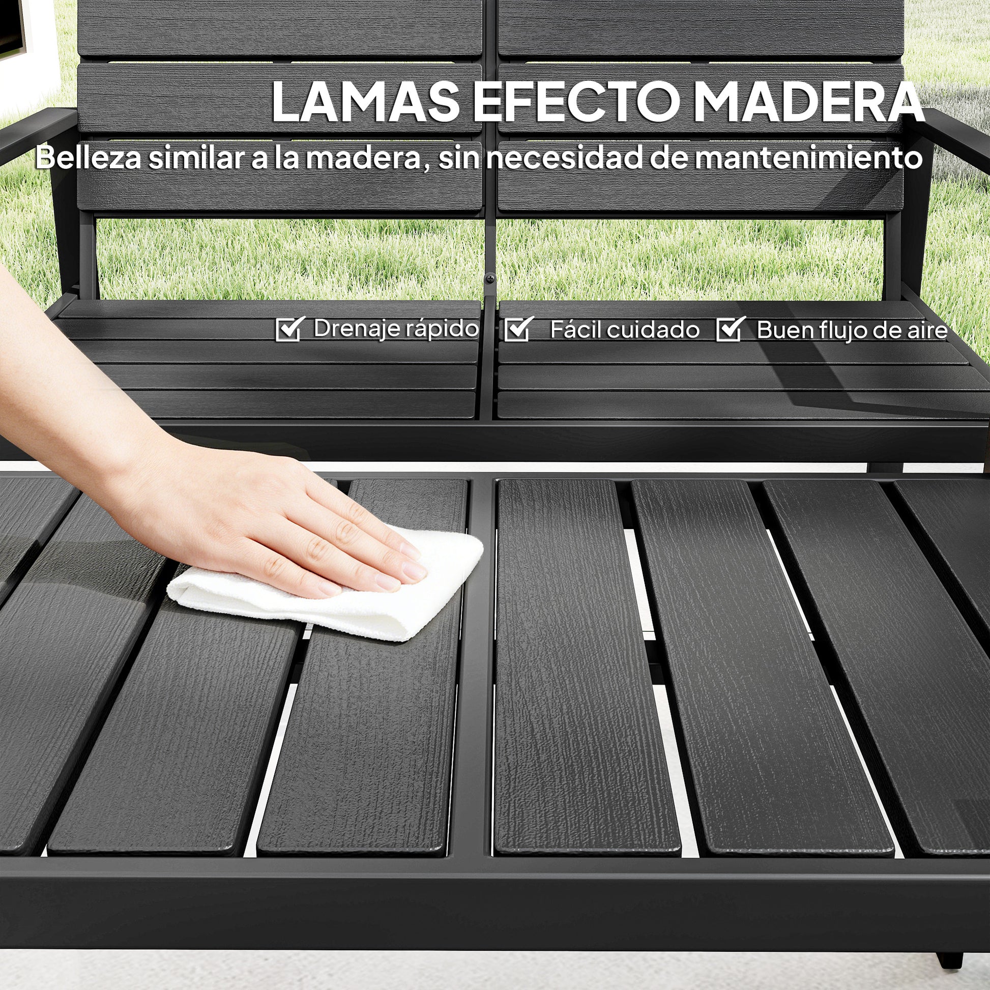 Outsunny Conjunto De Muebles De Jardín Para 4 Personas Negro_5