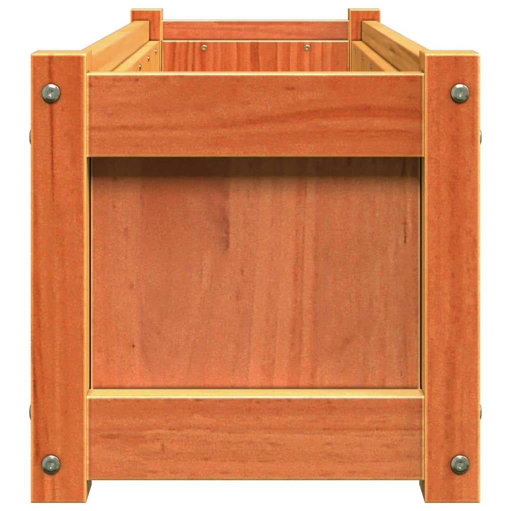 Jardinera Exterior Madera Maciza Pino Marrón Cera 90x31x31 Cm_5