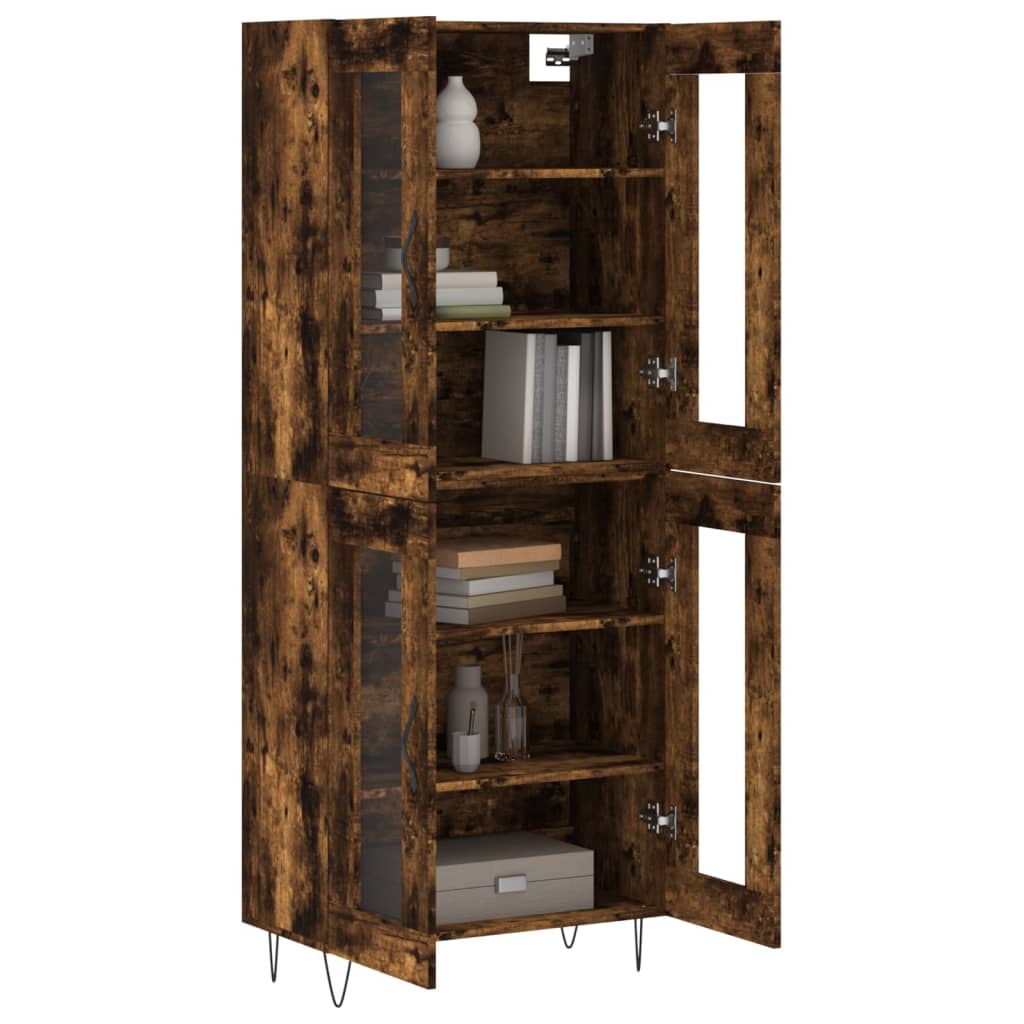 Aparador Alto Madera Contrachapada Roble Ahumado 69,5x34x180 Cm_2