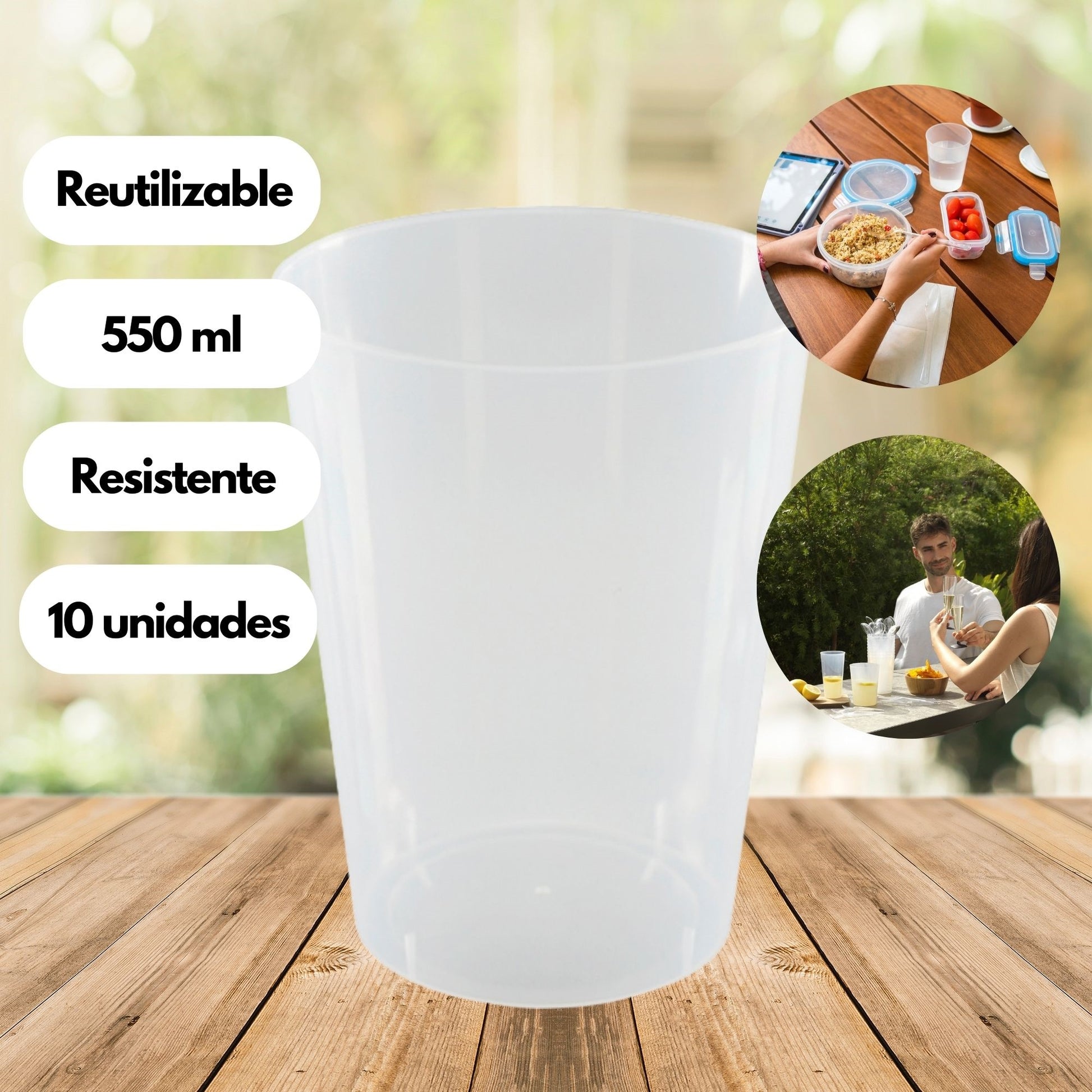 Pack De 30 Vasos Grande Reutilizable 550ml