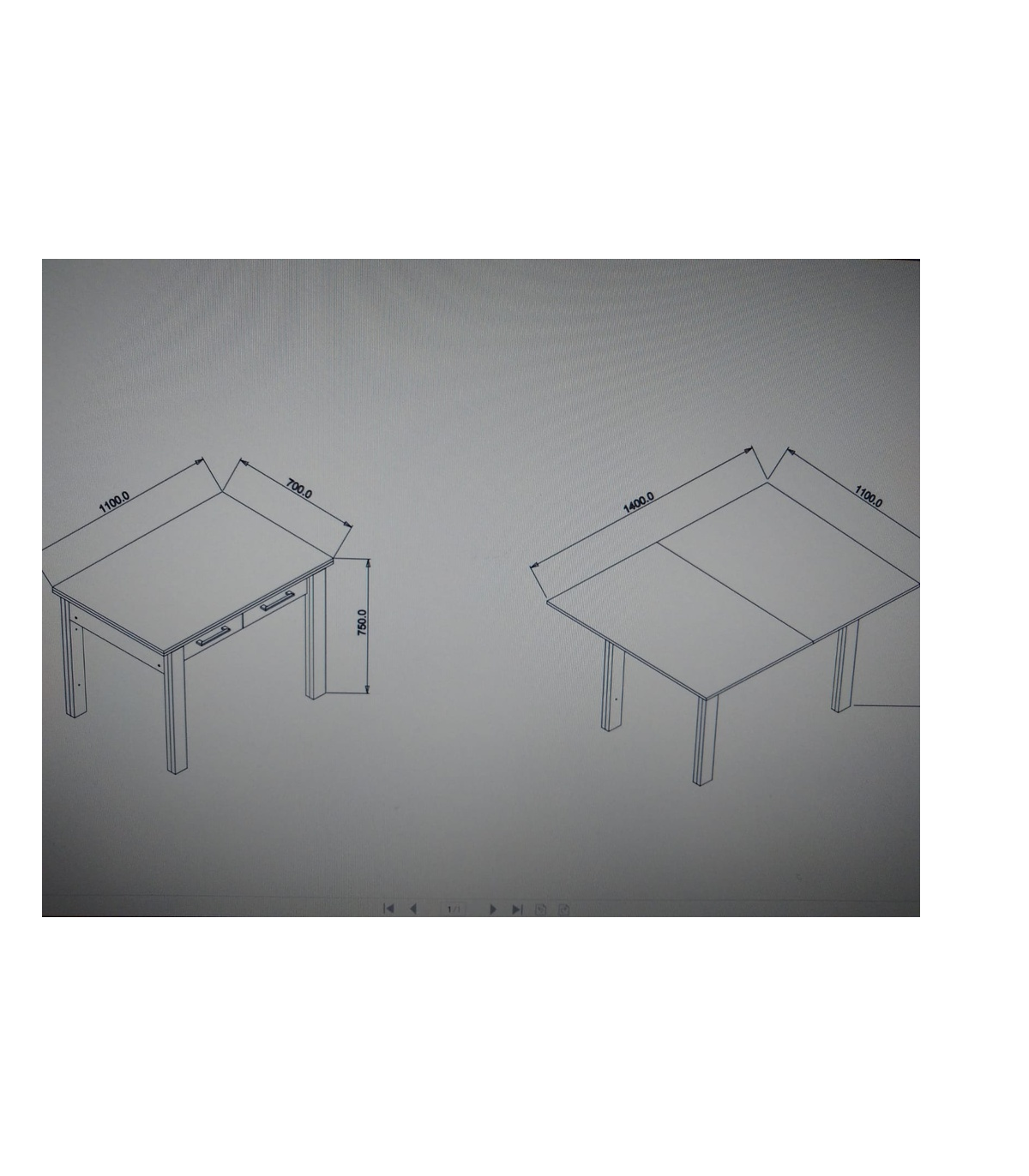 Mesa Para Cocina, Comedor Abatible 2 Cajones Md-bety Acabado Cristal Blanco, 110cm(ancho)_4