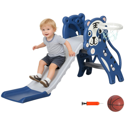Aiyaplay Tobogán Infantil 3 En 1 Con Patrón De Tigre 133x60x70 Cm Azul Y Gris_0