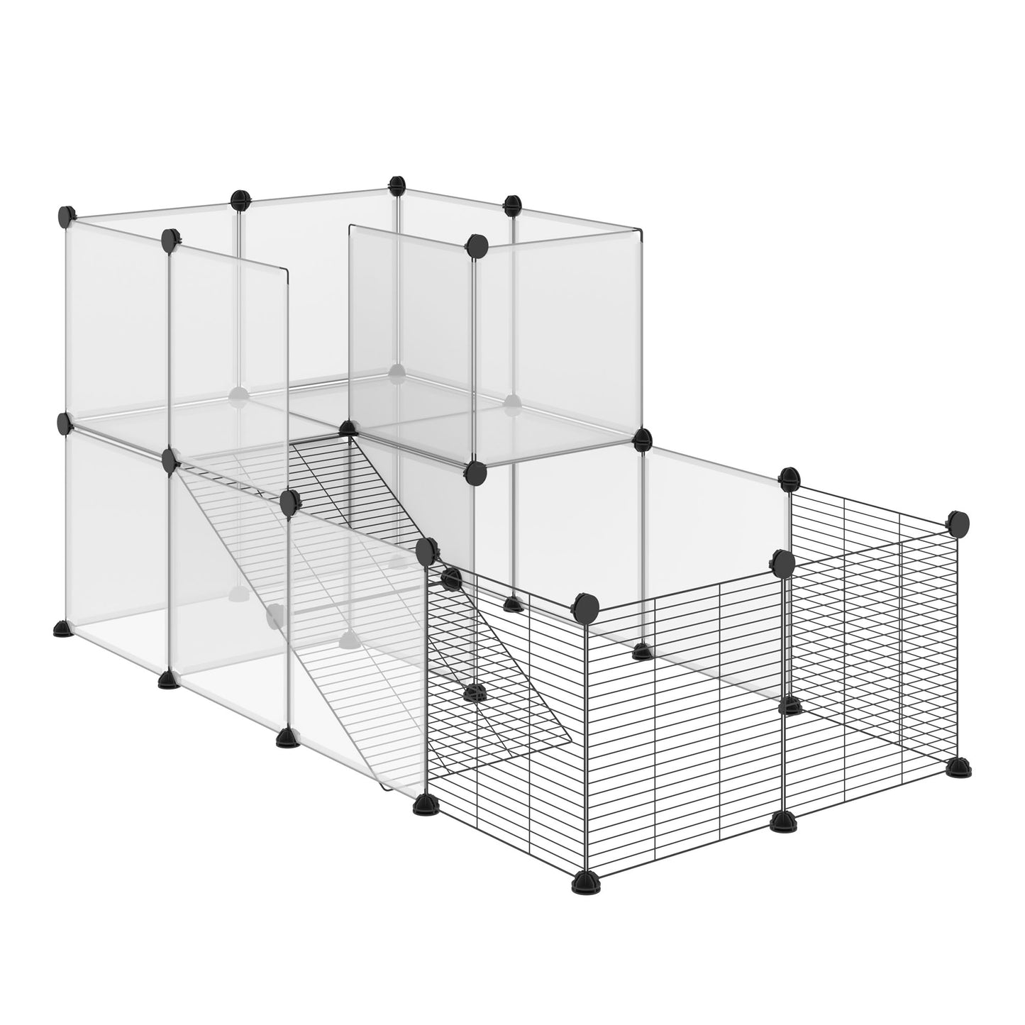 Pawhut Jaula Para Animales Pequeños Con 27 Paneles 140x70x70 Cm Transparente_0