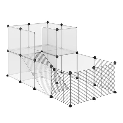 Pawhut Jaula Para Animales Pequeños Con 27 Paneles 140x70x70 Cm Transparente_0