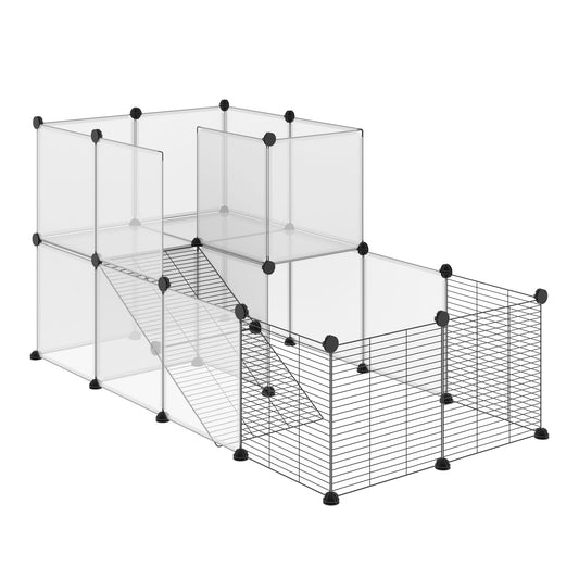 Pawhut Jaula Para Animales Pequeños Con 27 Paneles 140x70x70 Cm Transparente_0