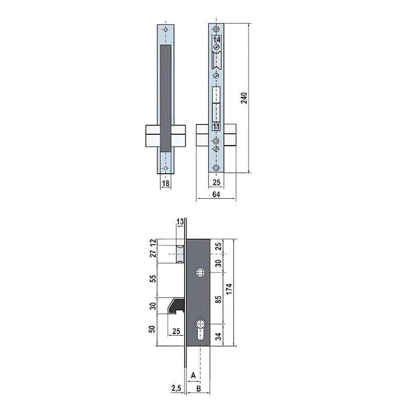 Cerradura Lince 5570-25    Frente  Inoxidable_1