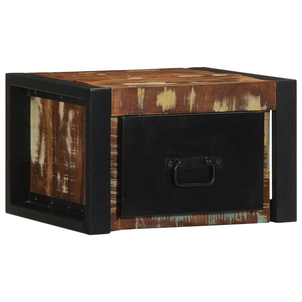Mesilla De Noche Multicolor 40x35x25 Cm Madera Maciza Reciclada_2