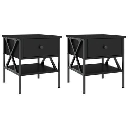 Mesitas De Noche 2 Uds Madera De Ingeniería Negro 40x42x45 Cm_0