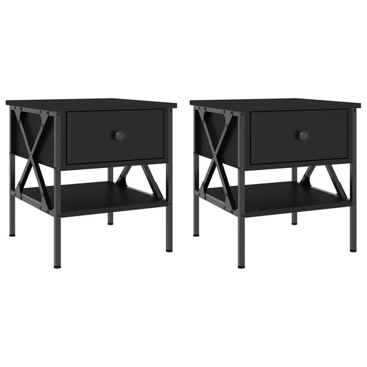 Mesitas De Noche 2 Uds Madera De Ingeniería Negro 40x42x45 Cm_0