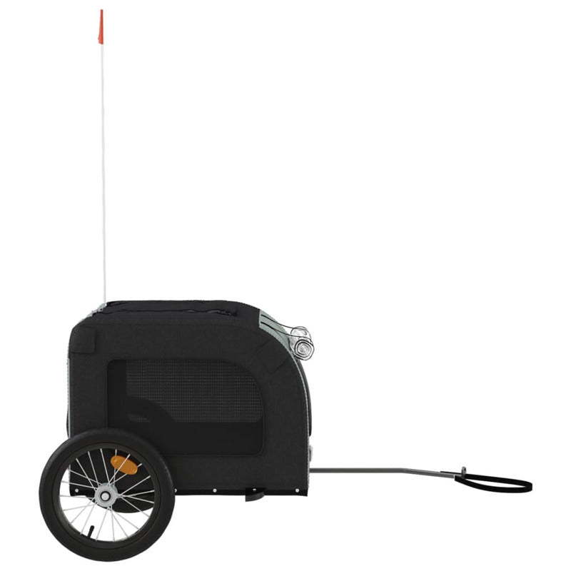 Vidaxl Remolque Bicicleta Para Mascotas Hierro Tela Oxford Negro Gris_5