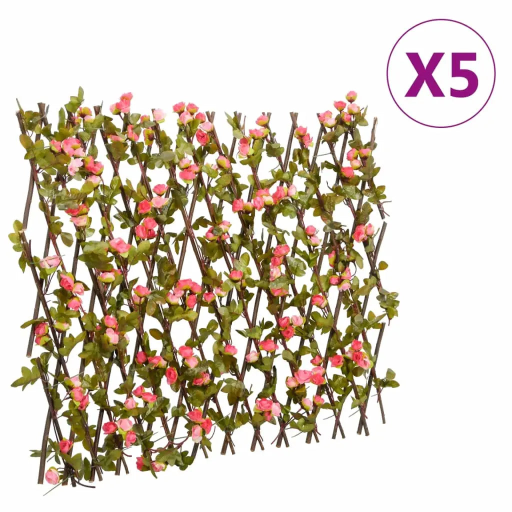 Enrejado Expansible Hiedra Artificial Rosa 5 Uds 180x60 Cm / Vetonek_4