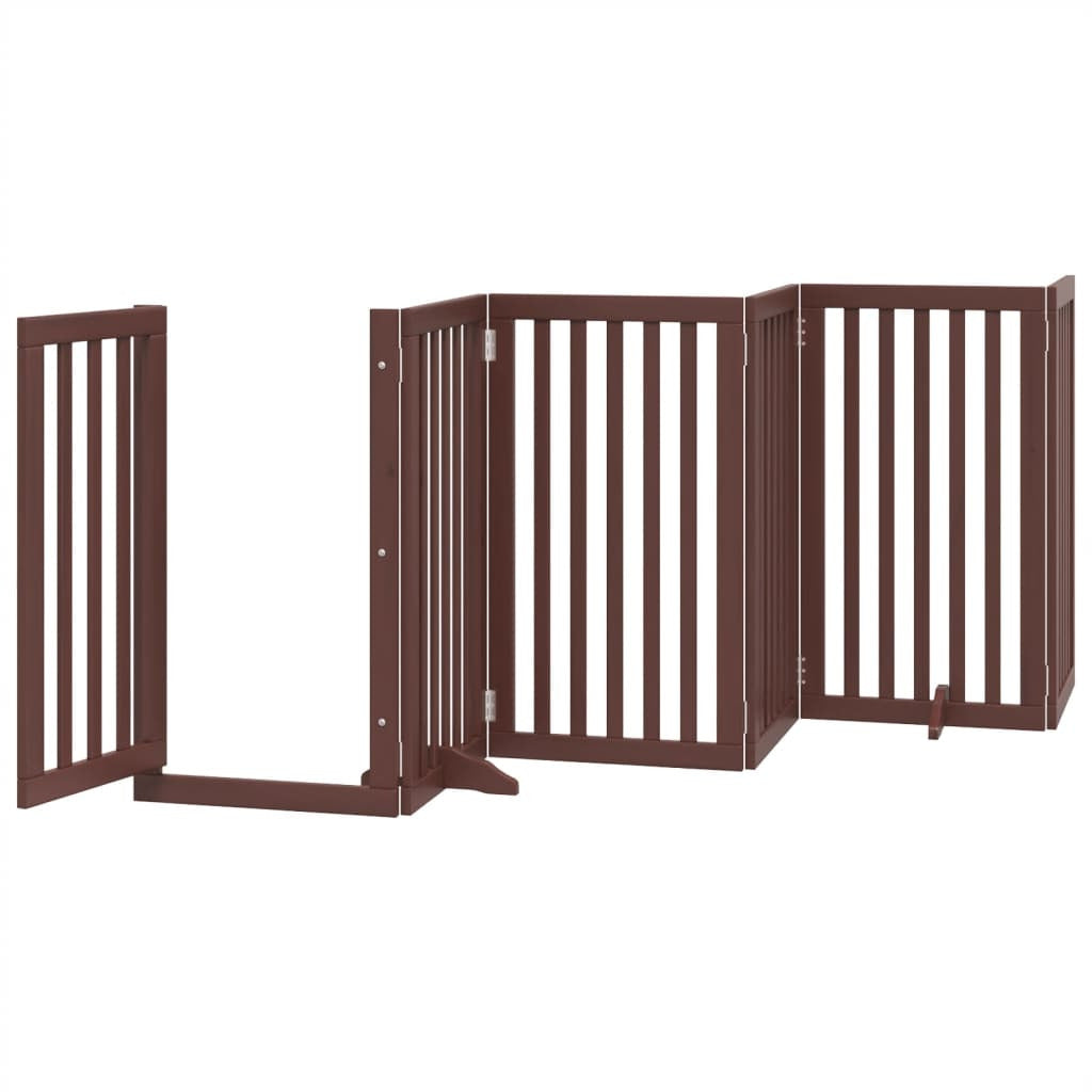 Vidaxl Puerta Para Perros Plegable 6 Paneles Madera Álamo Marrón 300cm_3