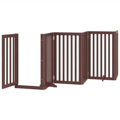 Vidaxl Puerta Para Perros Plegable 6 Paneles Madera Álamo Marrón 300cm_3