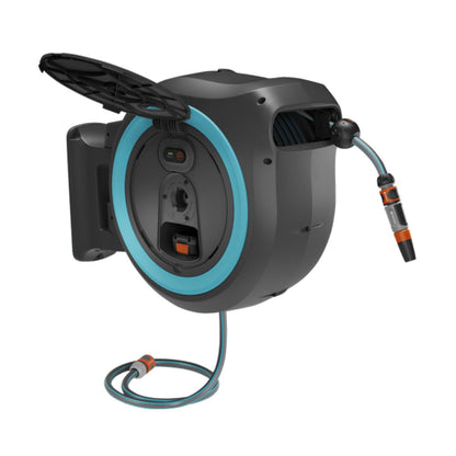 Portamanguera de pared a batería PowerRoll XL 35 m Gardena