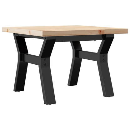 Mesa De Centro Marco Y Madera Maciza Pino Y Acero 50x50x35,5 Cm_0