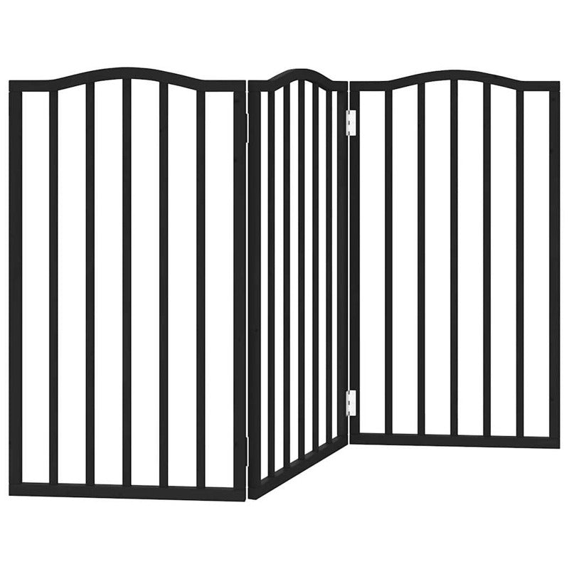 Vidaxl Puerta Para Perros Plegable 3 Paneles Madera Álamo Negra 150 Cm_5