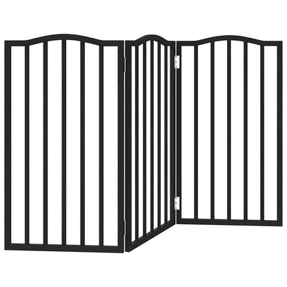 Vidaxl Puerta Para Perros Plegable 3 Paneles Madera Álamo Negra 150 Cm_5