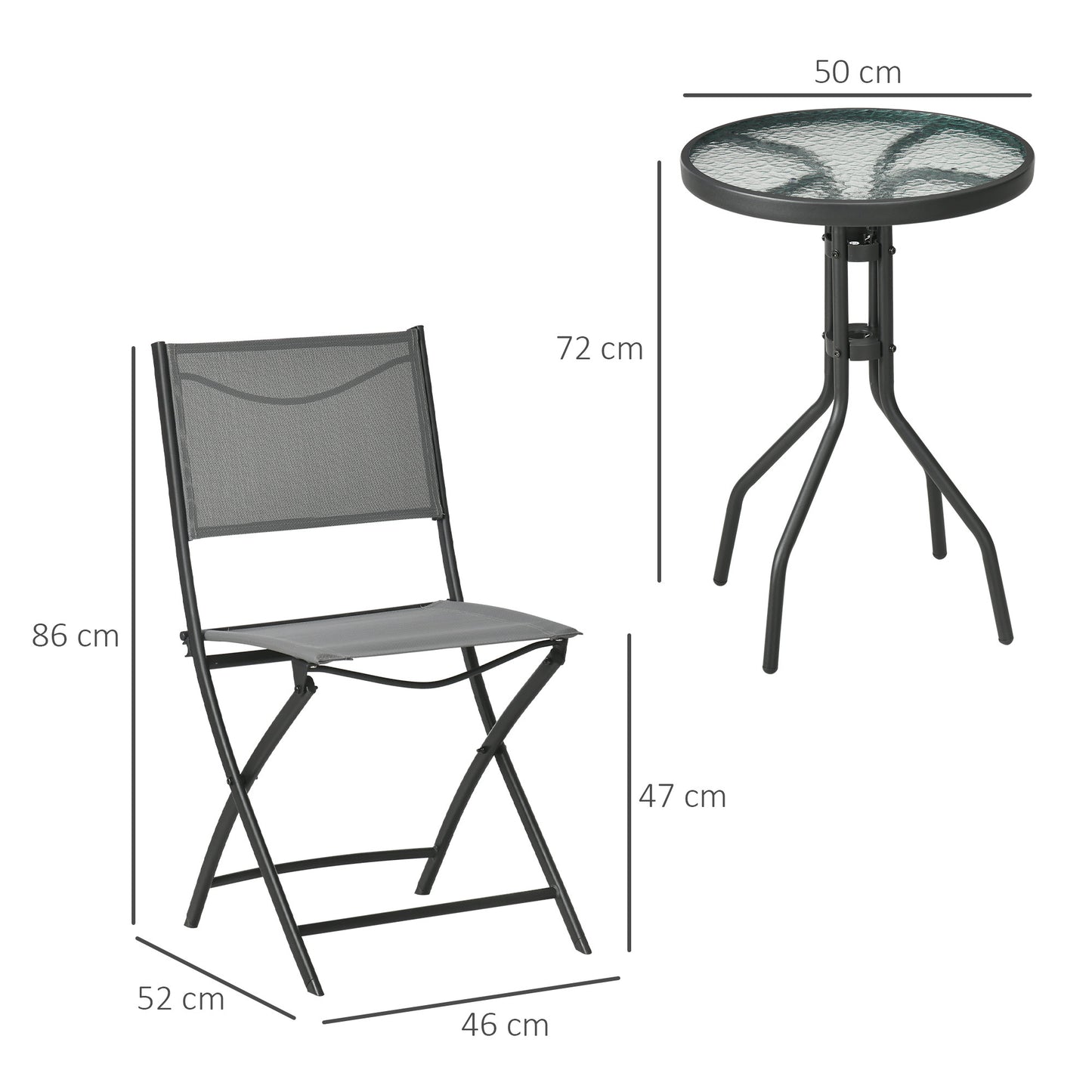 Outsunny Conjunto De Muebles De Jardín 3 Piezas Incluye Mesa 2 Sillones Plegable_2