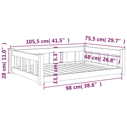 Cama Para Perros Madera Maciza De Pino 105,5x75,5x28 Cm / Vetonek_4