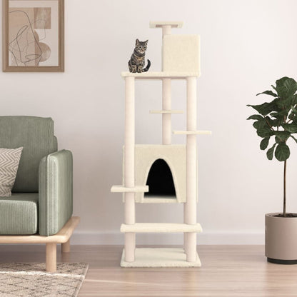 Vidaxl Rascador Para Gatos Con Postes De Sisal Crema 154 Cm_1