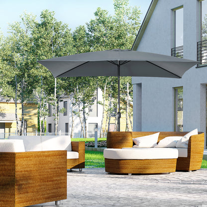Outsunny Sombrilla Jardín Aluminio 200x300x253 Cm Inclinable Con Manivela Gris_1