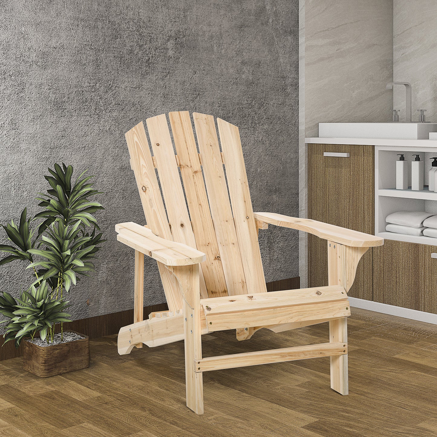 Outsunny Silla Adirondack De Madera Carga 150 Kg 78x89x88 Cm Natural_4