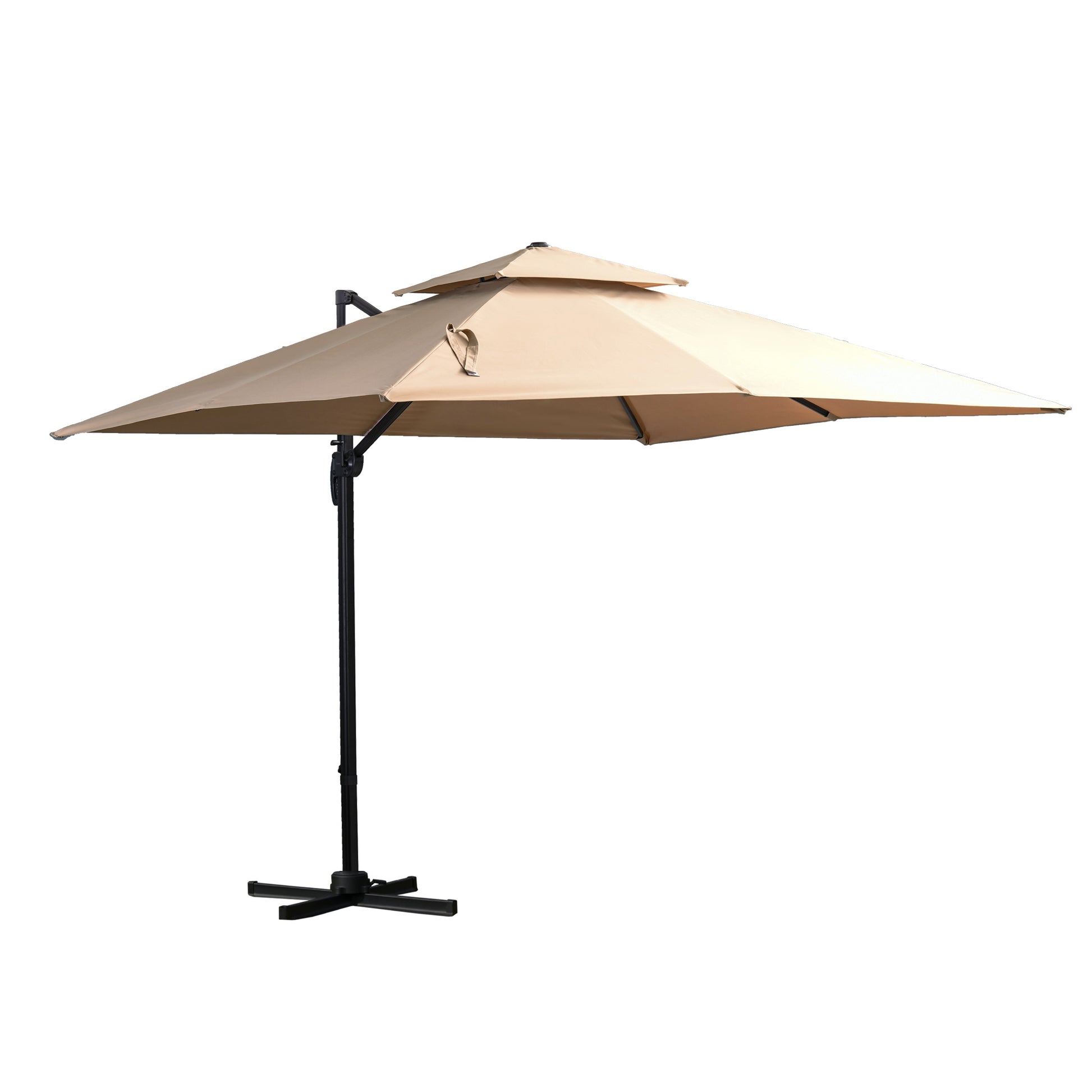 Outsunny Sombrilla De Jardín Ø300 Cm Aluminio Giratorio 360° Con Manivela Caqui_0