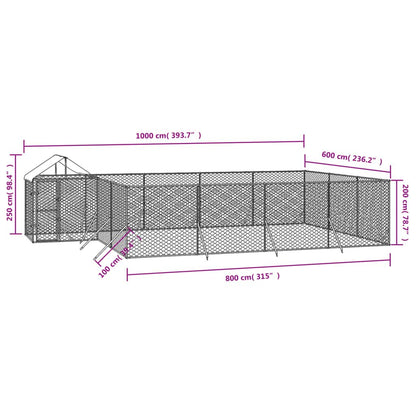 Vidaxl Perrera De Exterior Con Toldo Acero Galvanizado Plata 10x6x2,5m_2