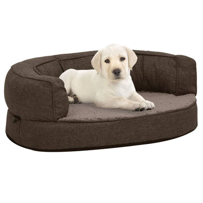 Vidaxl Colchón De Cama De Perro Ergonómico Aspecto Lino Marrón 60x42cm_1